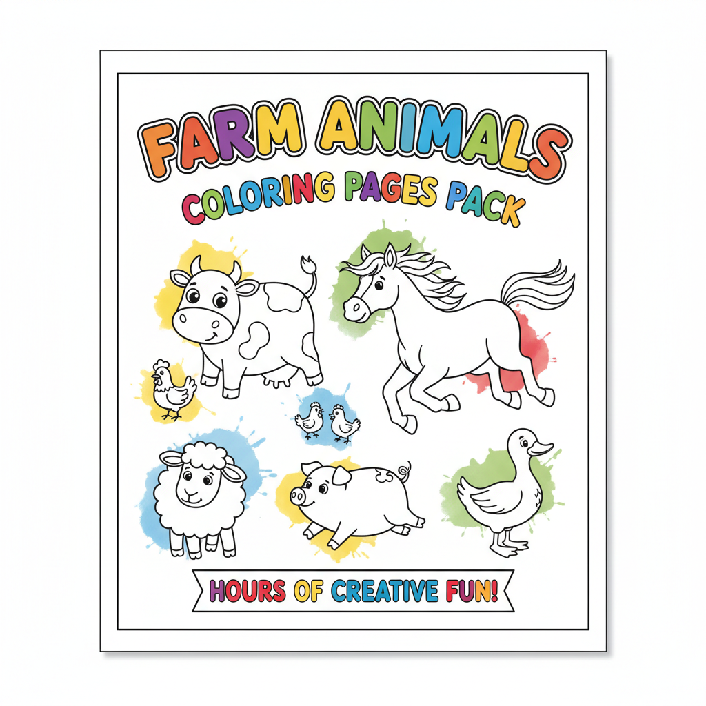 Farm Animals Coloring Pages Pack