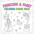 Princess & Fairy Coloring Pages Pack