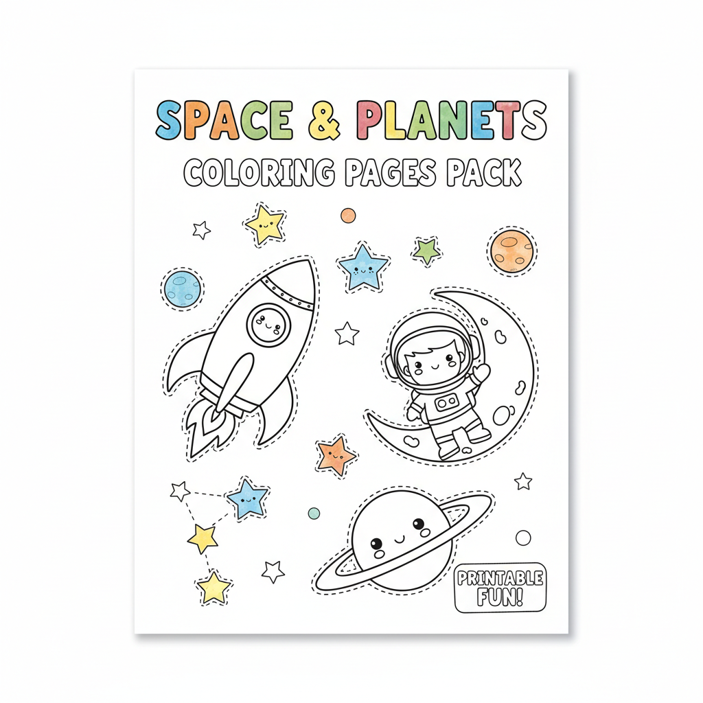 Space & Planets Coloring Pages Pack