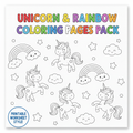 Unicorn & Rainbow Coloring Pages Pack