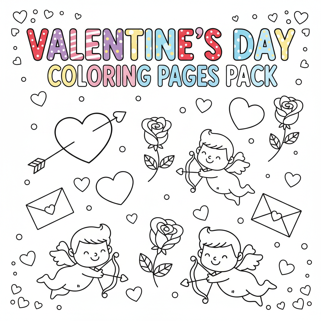Valentine's Day Coloring Pages Pack