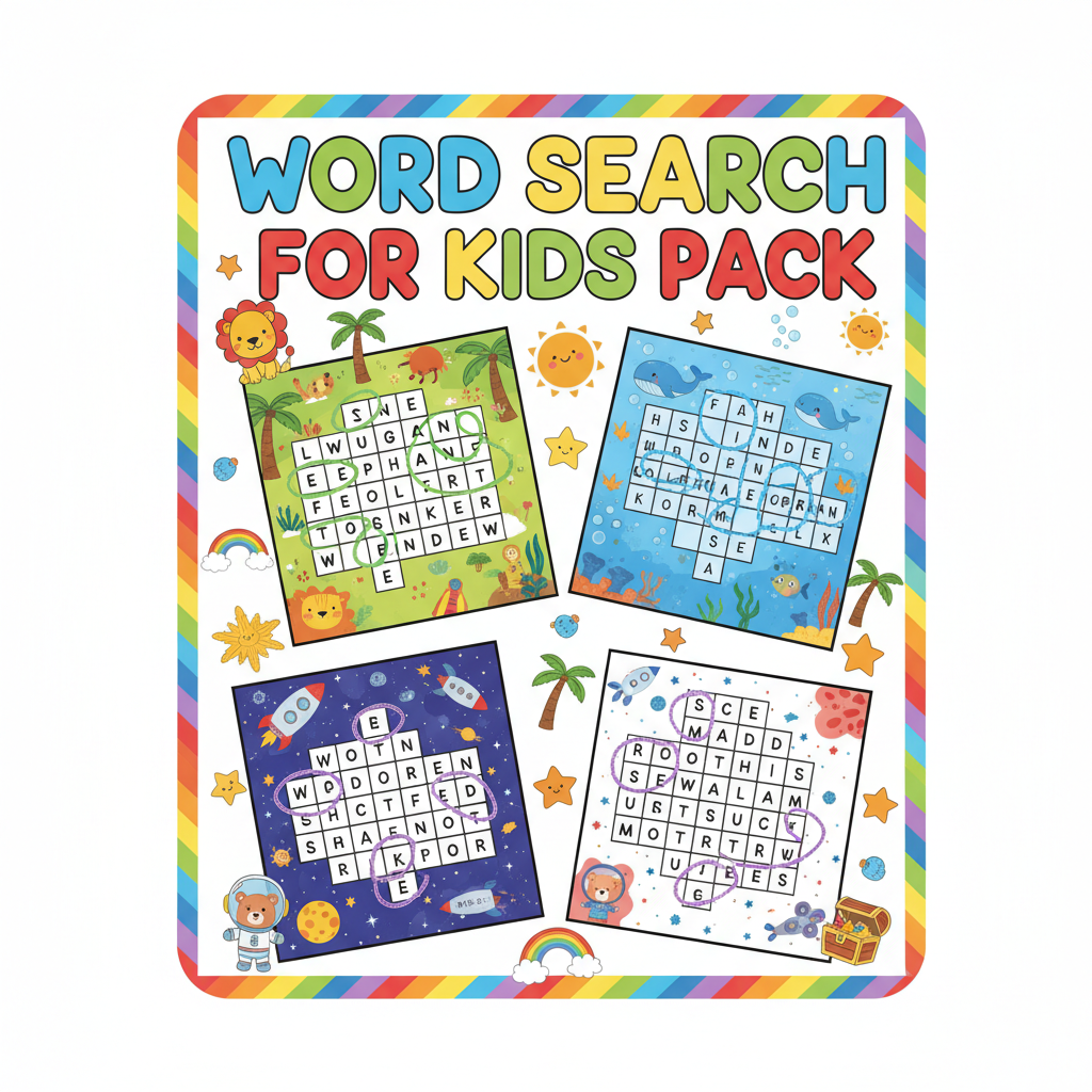 Word Search for Kids Pack